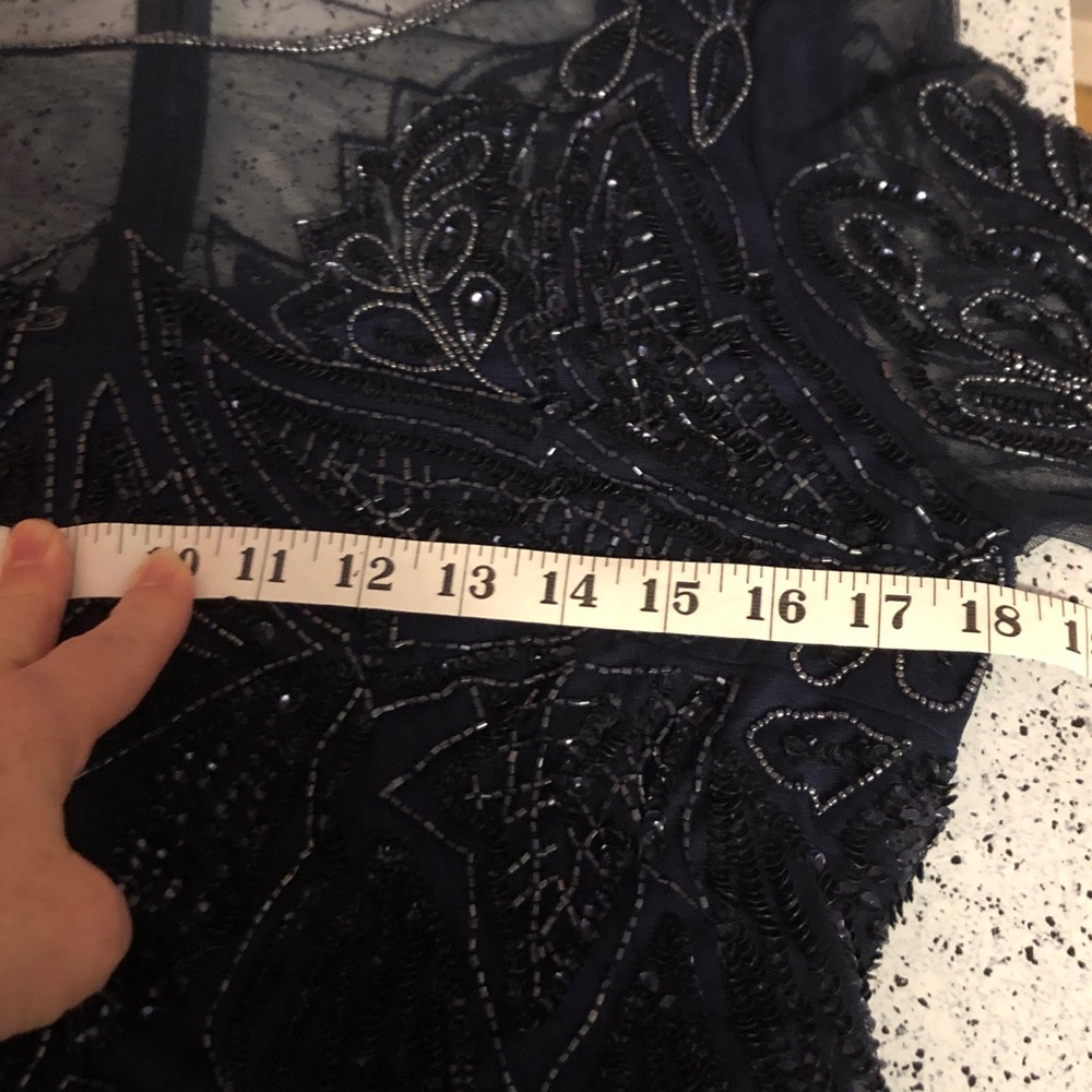 Pisarro Nights 10 deep navy mother of bride cruise sequins formal long dress - Picture 6 of 11